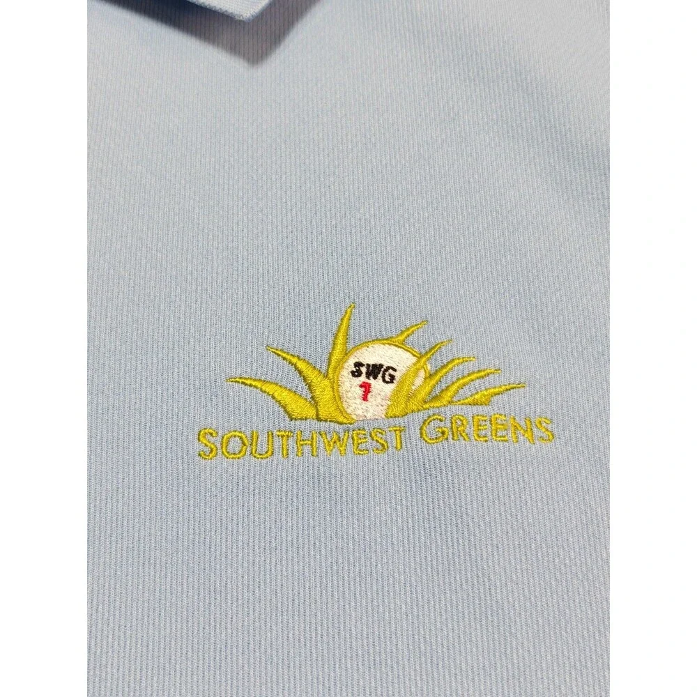 Nike Golf Polo Shirt Mens Sz L Light Blue Short Sleeve Dri-FIT Southwest Greens